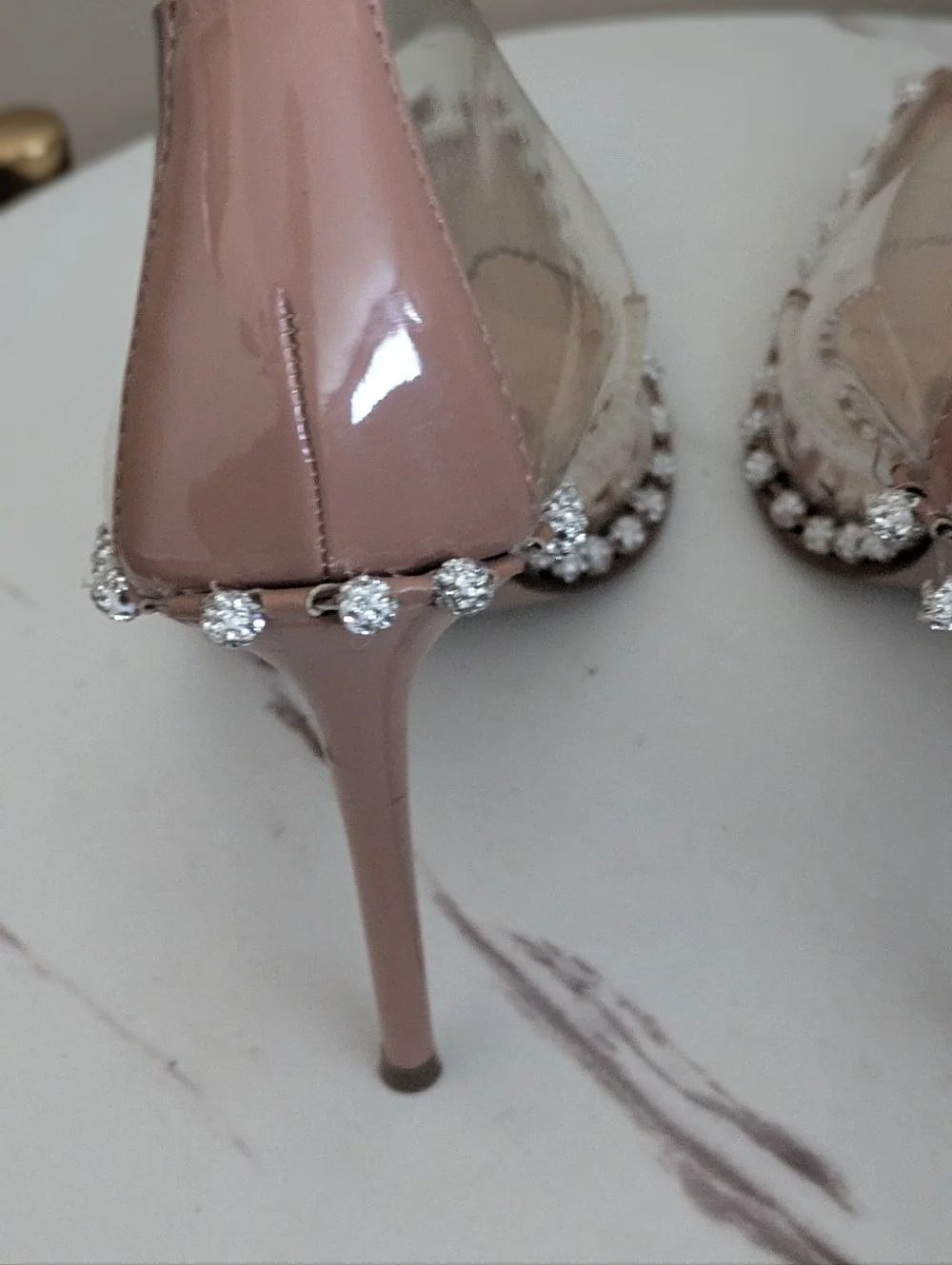 Steve Madden Nude Clear Pointed Toe Pumps with Crystal Trim - Picture 11 of 14